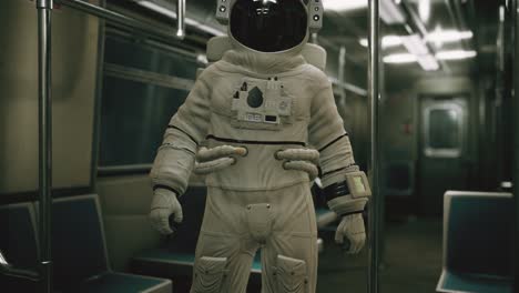 Astronauta-Dentro-Del-Viejo-Vagón-De-Metro-No-Modernizado-En-EE.UU.